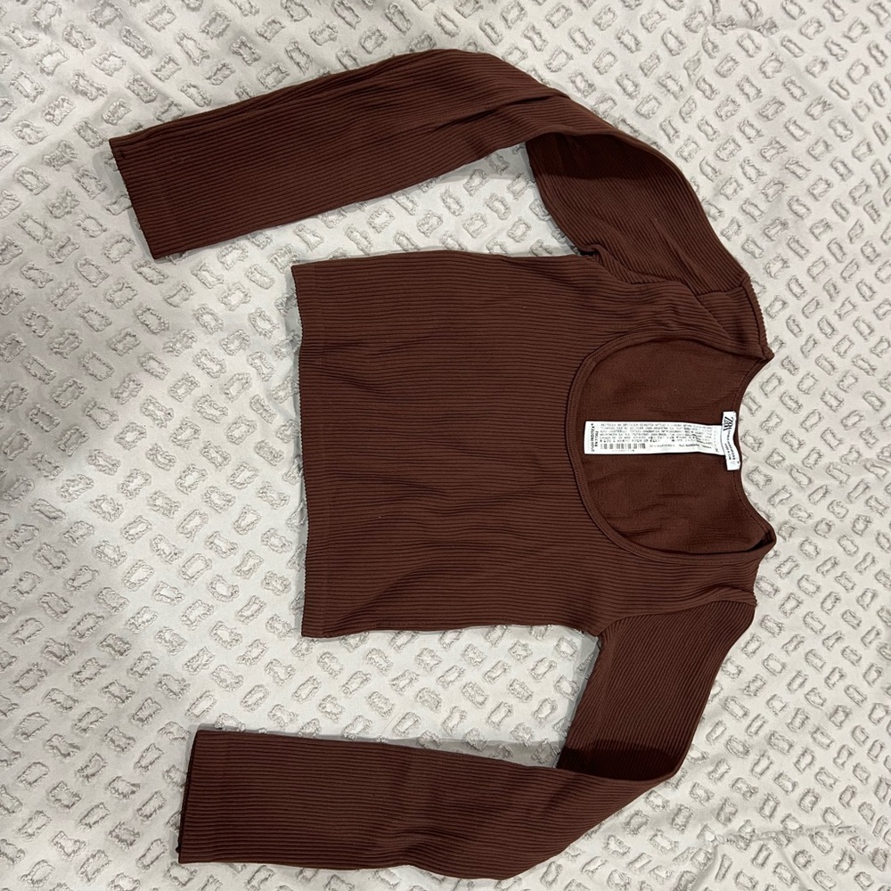 Brown Zara cropped long sleeve